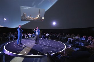 Astronaut Marco Sieber and astronaut Claude Nicollier Planetarium Swiss Museum of Transport,