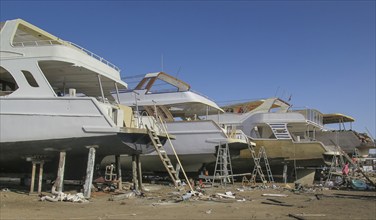 Boat building and repairs, yacht shipyard, Hurghada, Egypt, Africa