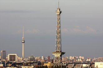 View of the Berlin radio tower and the television tower at Alexanderplatz, 23/08/2022