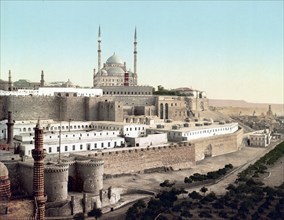 The citadel, castle, Cairo, Egypt, 1890, Historic, digitally restored reproduction from a 19th