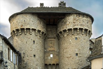 Marvejols. The Soubeyran Gate marks the northern entrance to the old town. Lozere department.