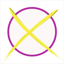 Voting cross violet/yellow