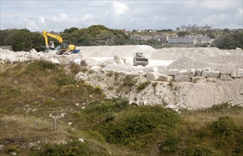 Working stone quarry, Easton, Isle of Portland, Dorset, England, UK