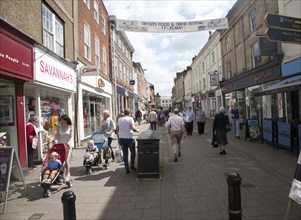 People shopping in the Brittox street, Devizes, England, United Kingdom, Europe