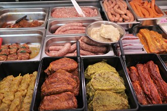 Variety of fine meat products in the butchery (Variety of fine meat products in the butchery)