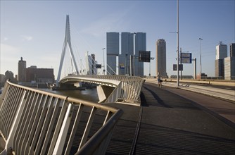 Erasmus Bridge, Erasmusbrug, spanning the River Maas designed by architect Ben van Berkel completed