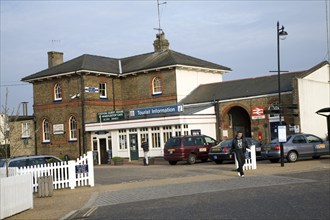 Railway station and tourist information office, Woodbridge, Suffolk, England, UK