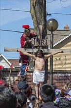 Detroit, Michigan, The Stations of the Cross are portrayed, in Spanish, on Good Friday at the