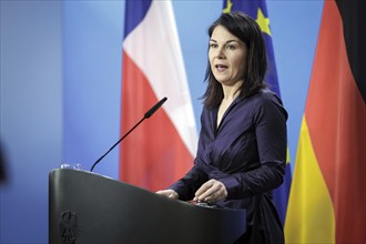 Annalena Bärbock, Federal Foreign Minister, photographed at a press conference after the joint