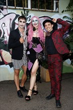 Julian David, Undine Lux and Marc Weinmann at the opening of the Tim Burton exhibition at the