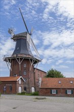 Deichmühle, Holländermühle, landmark of the town of Norden, East Frisia, Lower Saxony, Germany,