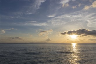 Sunset over the sea with blue sky, Malaysia, Asia