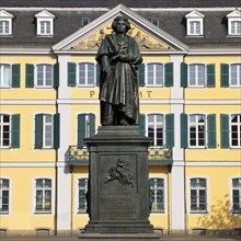 The Beethoven Monument commemorates the famous composer Ludwig van Beethoven on Münsterplatz, Bonn,