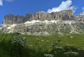 Sella massif, left summit Sass Pordoi, Pordoi Pass, South Tyrol, Trentino-Alto Adige, Italy, Europe