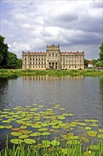 Europe, Germany, Mecklenburg-Western Pomerania, Ludwigslust, Ludwigslust Palace, front with water