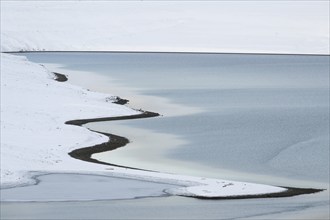 Winter landscape, snowy landscape, Snaddvika bay, Murchisonfjord, Svalbard and Jan Mayen