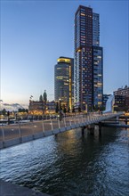 High-rise buildings at Kop van Zuid, at the Rijnhaven harbour basin, Rijnhavenbrug, bridge, Hotel