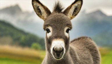 Young donkey, foal, 2 weeks old, portrait