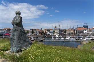 Marina and skyline of Vlissingen, at the mouth of the Westerschelde, in Zeeland, Netherlands