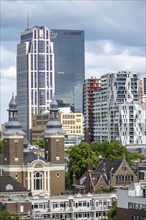 The skyline of Rotterdam, city centre, buildings around the Delftse Poort, Netherlands