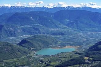 Lake Kaltern, near the village of Kaltern, in the Adige Valley in South Tyrol, one of the two