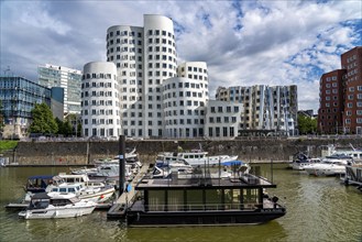 Media harbour, Düsseldorf, marina, marina, Neuer Zollhof, Gehry buildings, by architect Frank O.