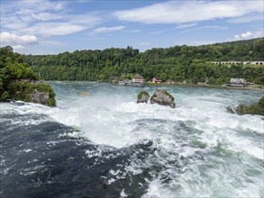 Aerial view of the Rhine Falls, Neuhausen, Canton Schaffhausen, Switzerland, Europe