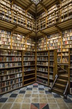 Beautiful library with old books, Benedictine Abbey Maria Laach, Eifel, Rhineland-Palatinate,