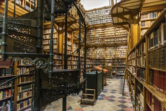 Beautiful library with old books, Benedictine Abbey Maria Laach, Eifel, Rhineland-Palatinate,