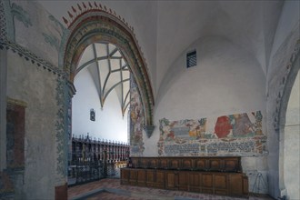 Frescoes from around 1450 in the High Gothic church of St Martin, Memmingen, Bavaria, Germany,