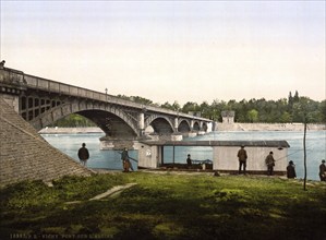 Bridge over the Allier, Vichy, Auvergne-Rhône-Alpes, France, ca 1890, Historical, digitally