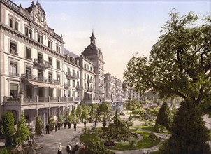 Interlaken, Grand Hotel Victoria, Bernese Oberland, Switzerland, Historic, digitally restored