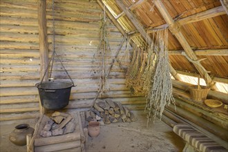 Fireplace in a building from the Iron Age, Mamuz Museum, Asparn an der Zaya, Lower Austria,