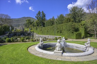 The Pila fountain in the garden of Villa Barbarigo, Valsanzibio, Galzignano Terme, Province of