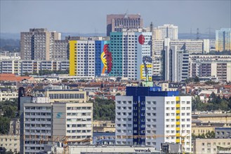 East Berlin with prefabricated buildings. View from the panorama point Kollhoff-Tower at Potsdamer