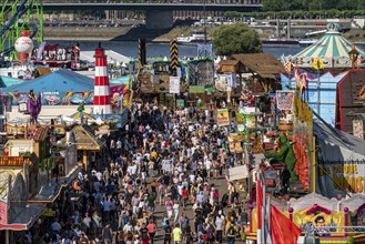 The Rhine Fair in Düsseldorf, in the Rhine meadows in the Oberkassel district, on the Rhine, North