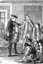 King Friedrich Wilhelm visits the school of Wusterhausen, Brandenburg, Prussian history, class,