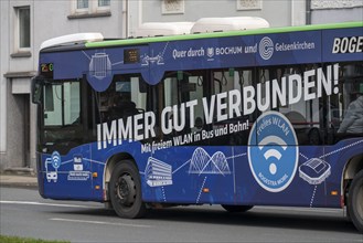 Bus of BOGESTRA, Bochum-Gelsenkirchener Straßenbahnen AG, with advertisement for free WLAN on the