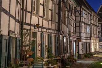 The old town centre of Hattingen, church square, at the church of St. George, half-timbered houses,