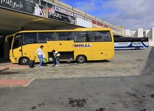 Coaches at bus station, Plasencia, Caceres province, Extremadura, Spain, Europe