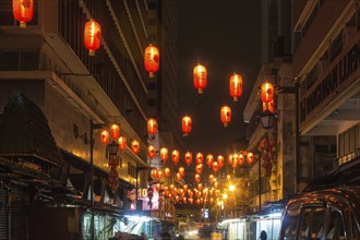 Chinese market with lanterns at night in Kuala Lumpur, Malaysia, Asia