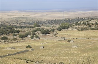 View over countryside from historic medieval town of Trujillo, Caceres province, Extremadura,