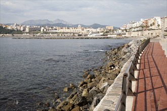 Sandy beach Calle Independencia, Ceuta, Spanish territory in north Africa, Spain, Europe