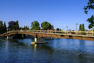 Bicycle bridge, Rhine near Constance, Baden-Württemberg, Germany, Europe