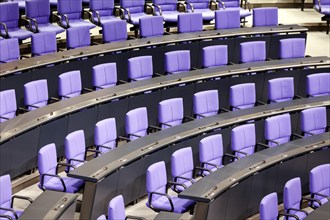 View of the German Bundestag. There are 736 seats for MPs in the 20th German Bundestag. In future,