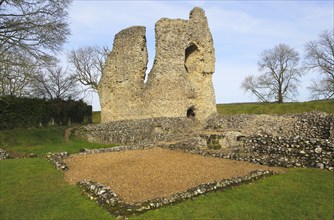 Ruined buildings of historic Ludgershall Castle, Wiltshire, England, UK, The Royal Apartments