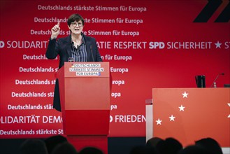 Saskia Esken, Federal Chairwoman of the SPD, recorded at the European Delegates' Conference of the