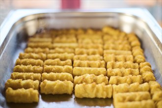 Potato croquettes on a marriage buffet, Bavaria, Germany, Europe