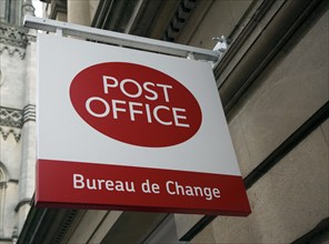 Post Office Bureau de Change sign, UK