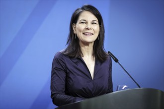 Annalena Bärbock, Federal Foreign Minister, photographed at a press conference after the joint